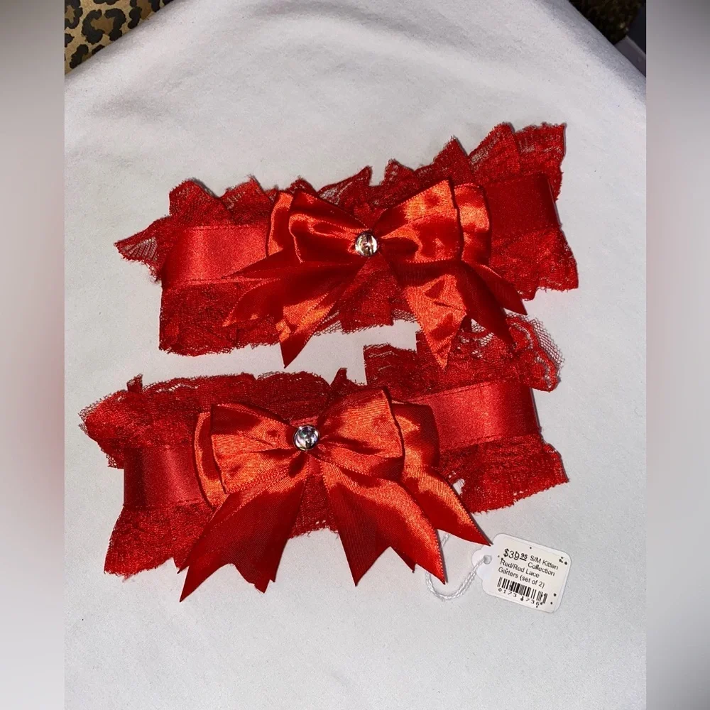 🦋B2G1🦋DAISY CORSETS Kitten Collection Red/Red Lace Garters ( Set of 2 ) | S/M |